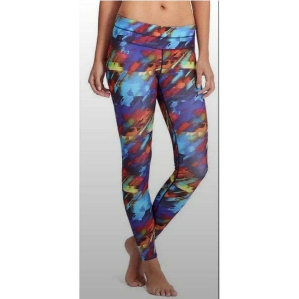 Athleta Colorburst Sonar Funky Mid Rise Ankle Leggings Stretchy Activewear Sz S